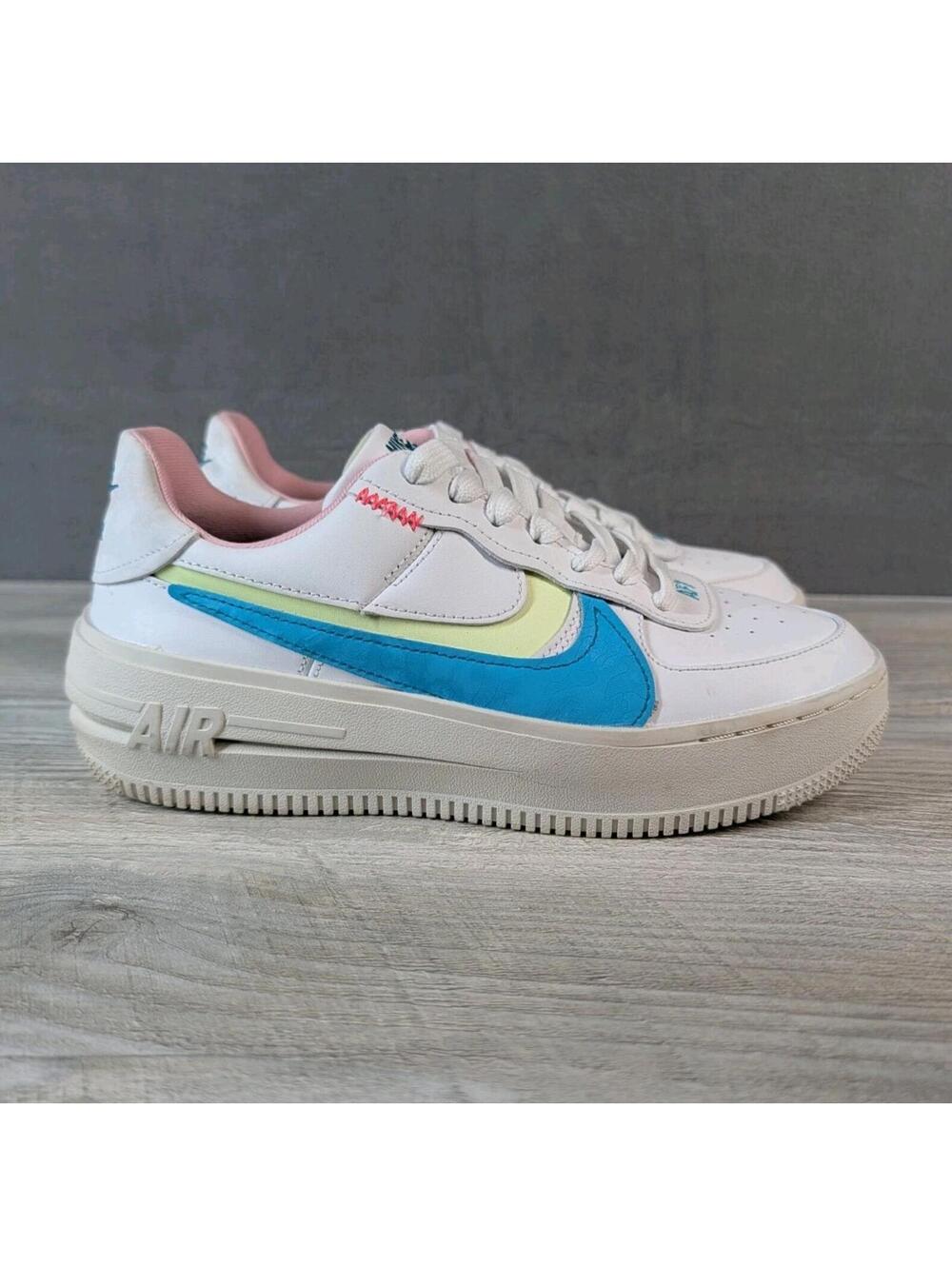 Nike Womens 8 Air Force 1 Fontanka White Blue Pink Platform Sneakers Shoe